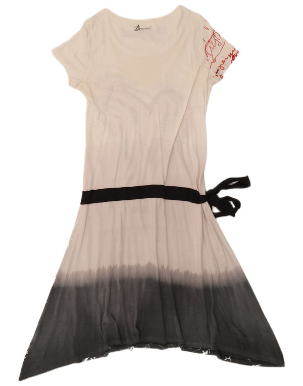 Desigual Kvinders Graphic A-Line Kjole UK 18 XL Hvid Colourblock