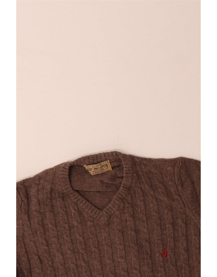 MARLBORO CLASSICS Herre V-hals sweater Medium brun uld