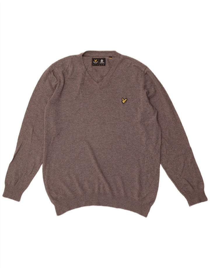 Lyle & Scott Herre V-hals sweater Stor grå bomuld