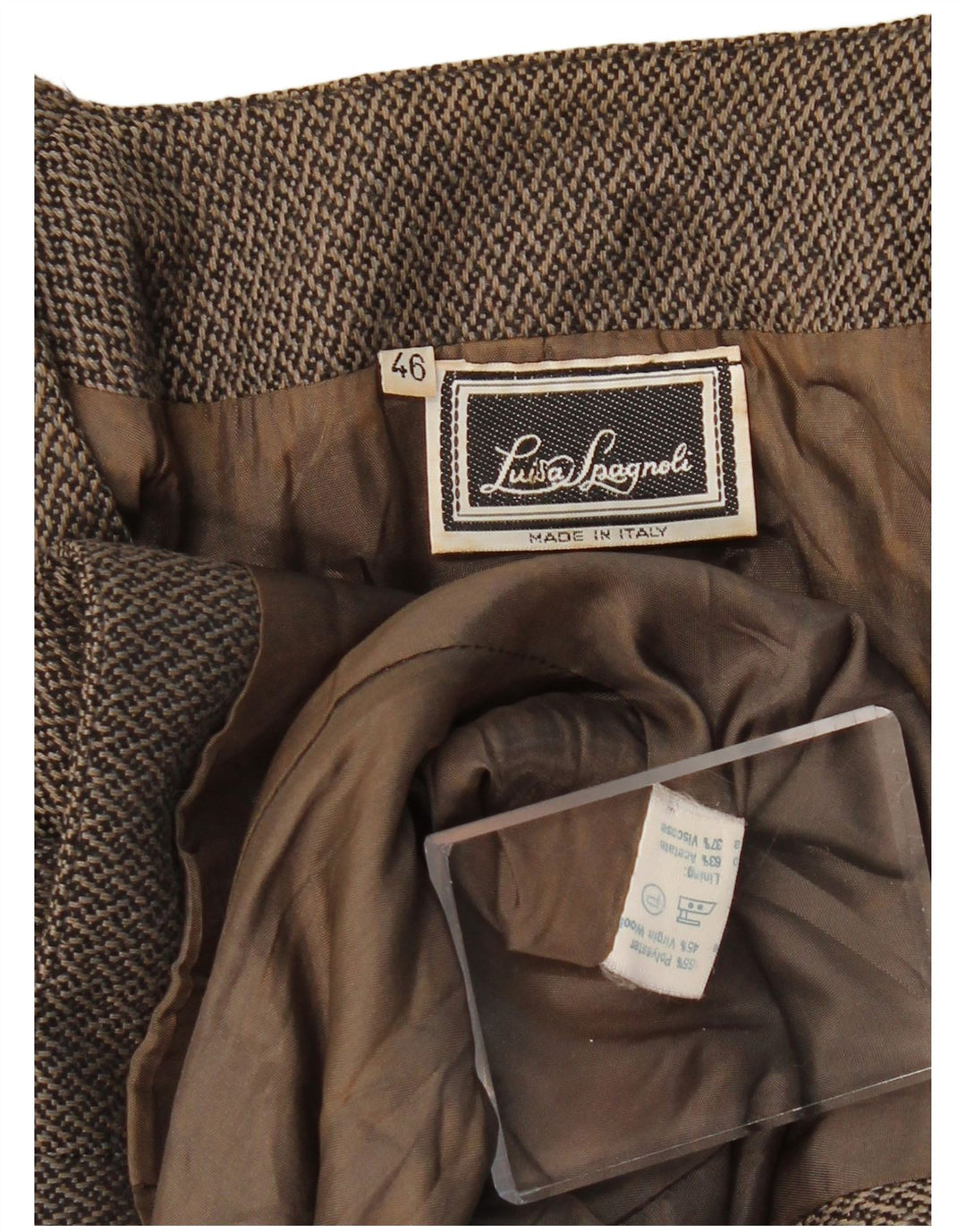 LUISA SPAGNOLI Dame 1 Knap Blazer Jakke IT 46 Stor Brun Geometrisk