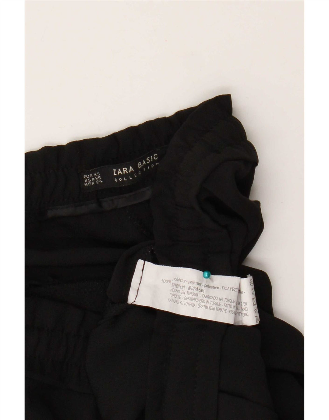 Zara Womens Pegged Cropped Trousers XS W24 L23 Sort polyester