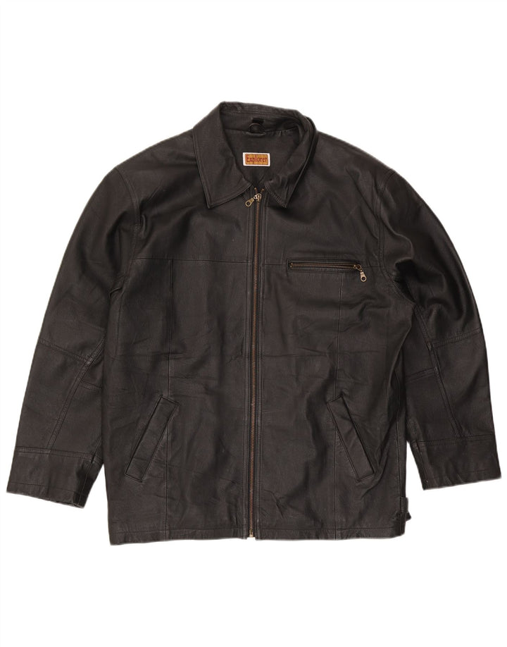 Explorer Herre Læderjakke UK 38 Medium Sort Læder