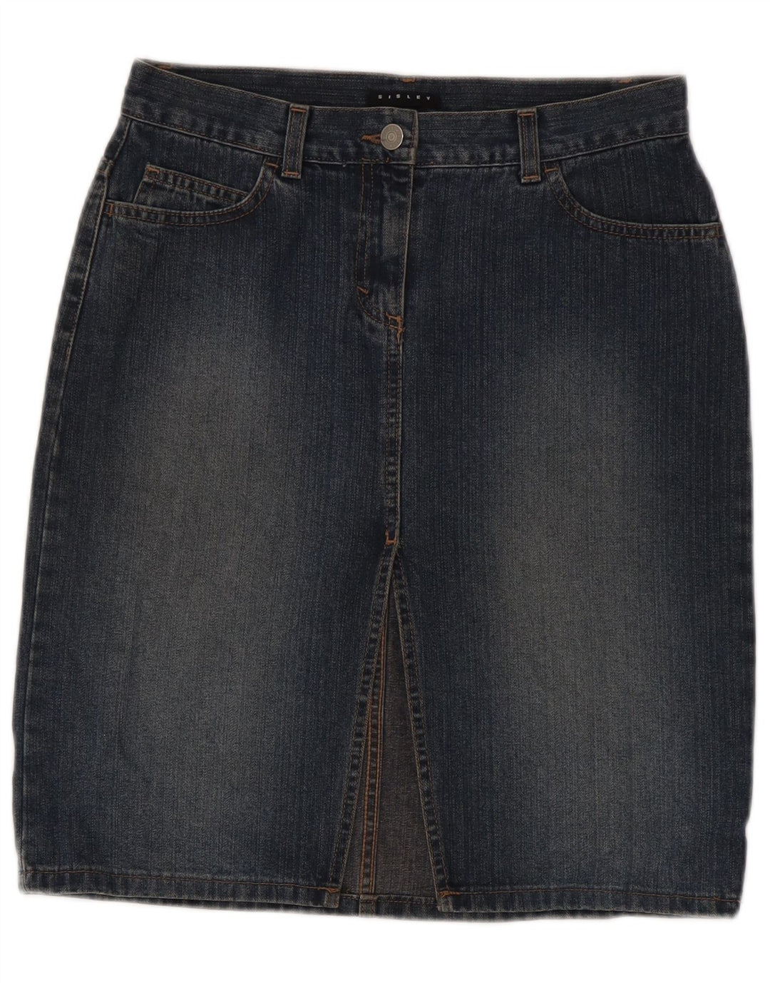 SISLEY Dame Denim Nederdel IT 42 Medium W28 Marineblå Bomuld