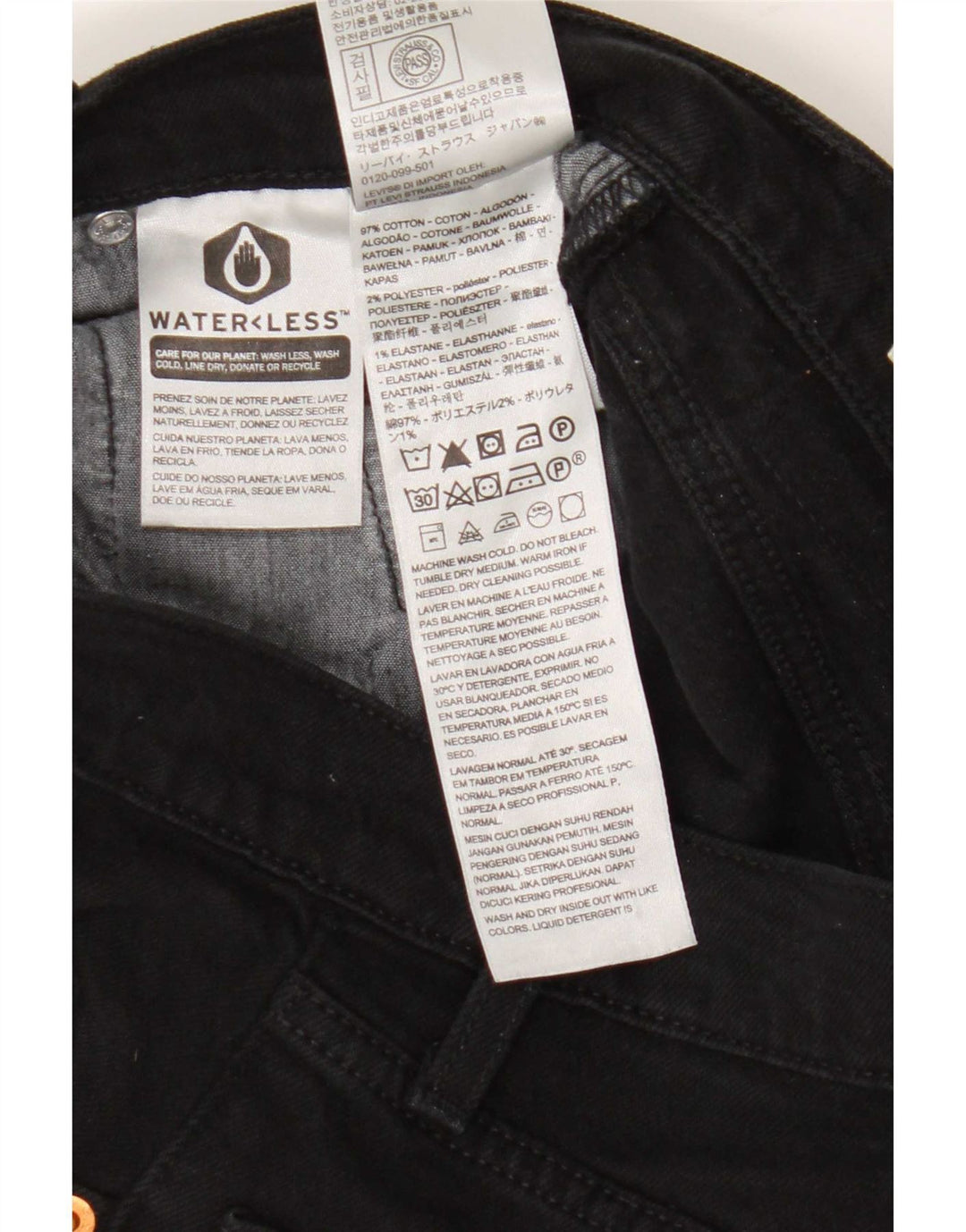 Levi's Dame 501 Straight Jeans W25 L30 Sort Bomuld