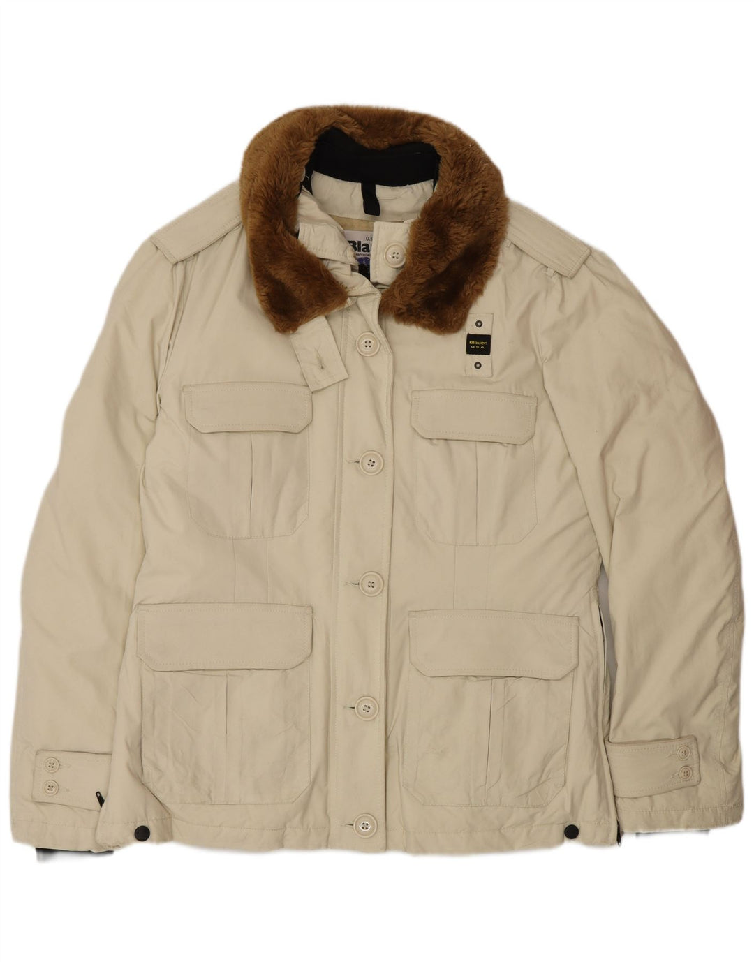 Blauer Military Polstret jakke til kvinder UK 18 XL Beige Nylon