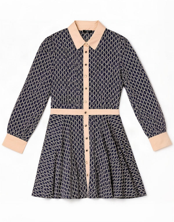 Guess By Marciano Kvinder Abstrakt A-Line Kjole US 6 Medium Navy Blu