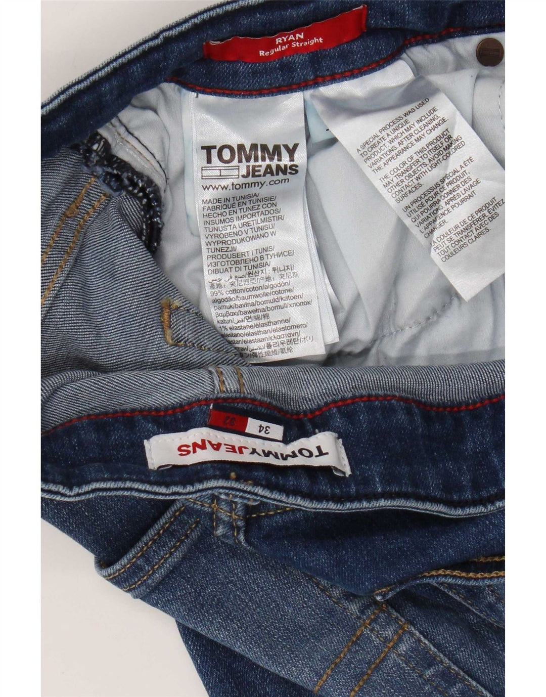 Tommy Hilfiger Herre Ryan Regular Straight Jeans W34 L32 Blå Bomuld