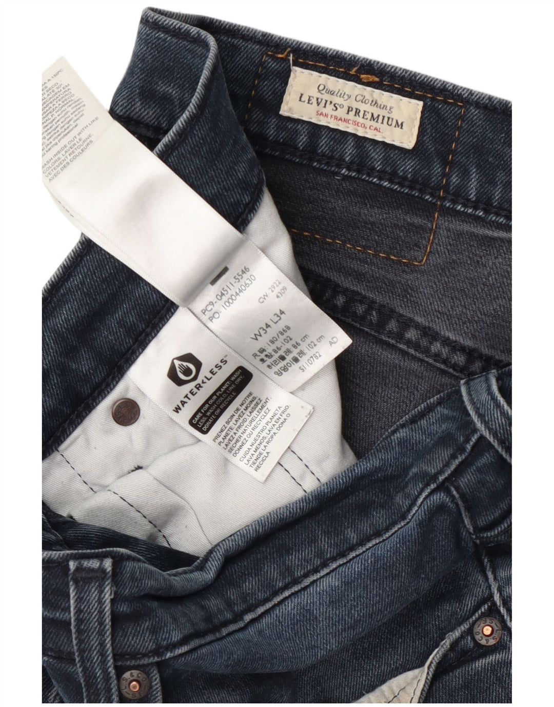 Levi's Slim Jeans til mænd W34 L34 Marineblå bomuld