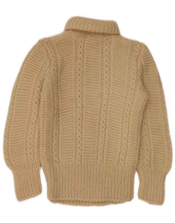 Vintage Dame Roll Neck Jumper Sweater UK 2 2XS Beige