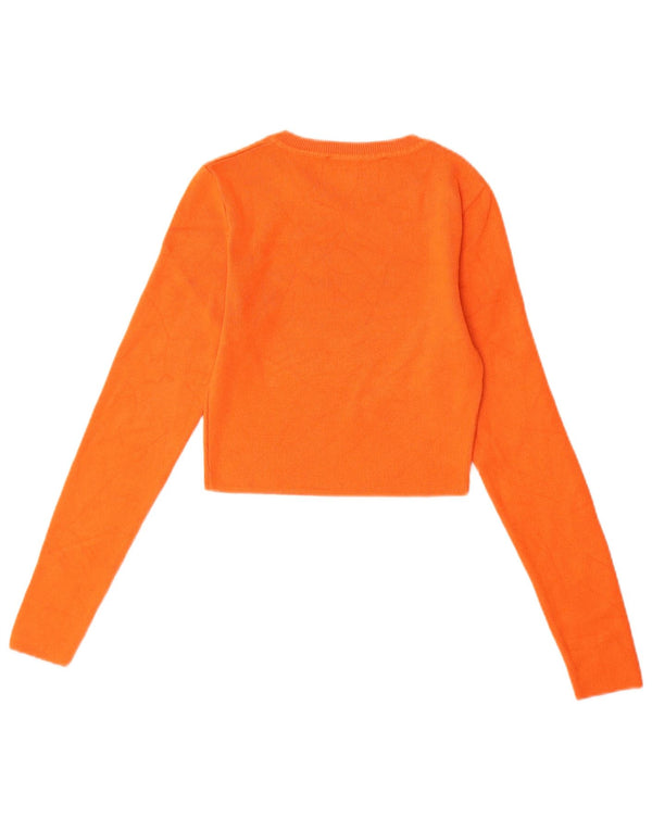 ZARA Womens Crop Boat Neck Jumper Sweater UK 8 Small Orange