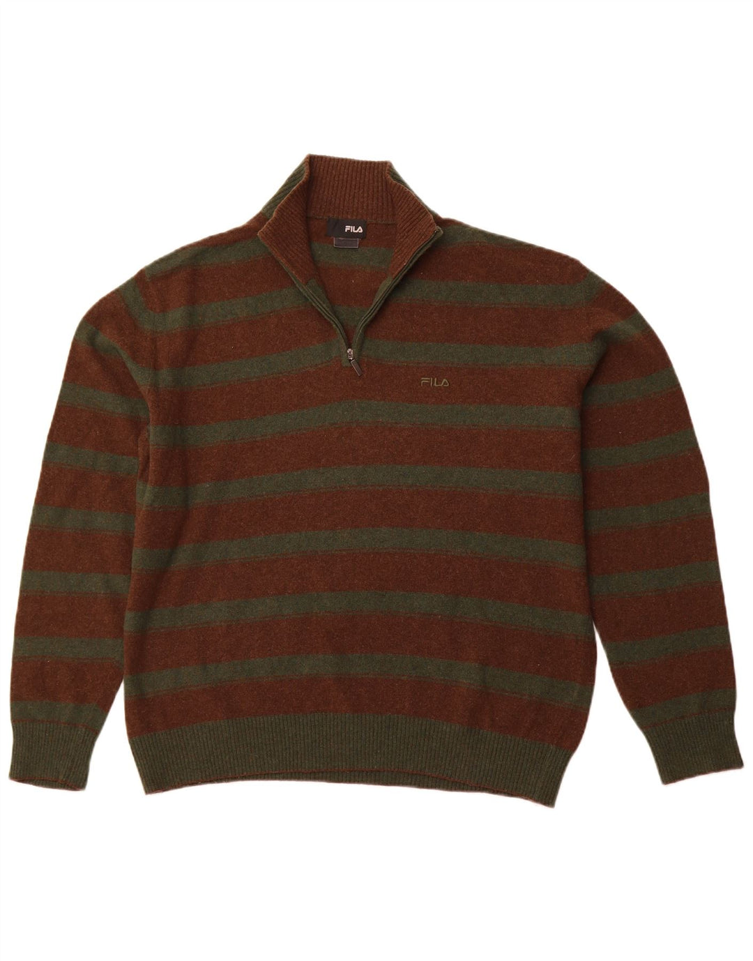 FILA trøje med lynlås til mænd XL brun stribet