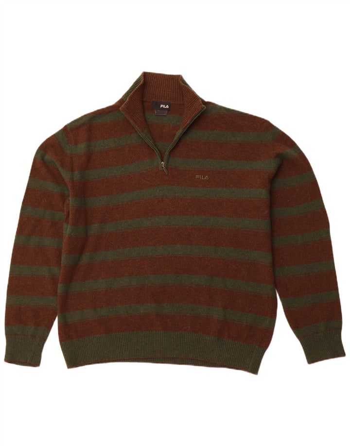 FILA trøje med lynlås til mænd XL brun stribet