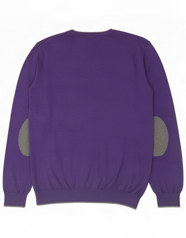 Massimo Dutti Herre sweater med rund hals XL Lilla bomuld