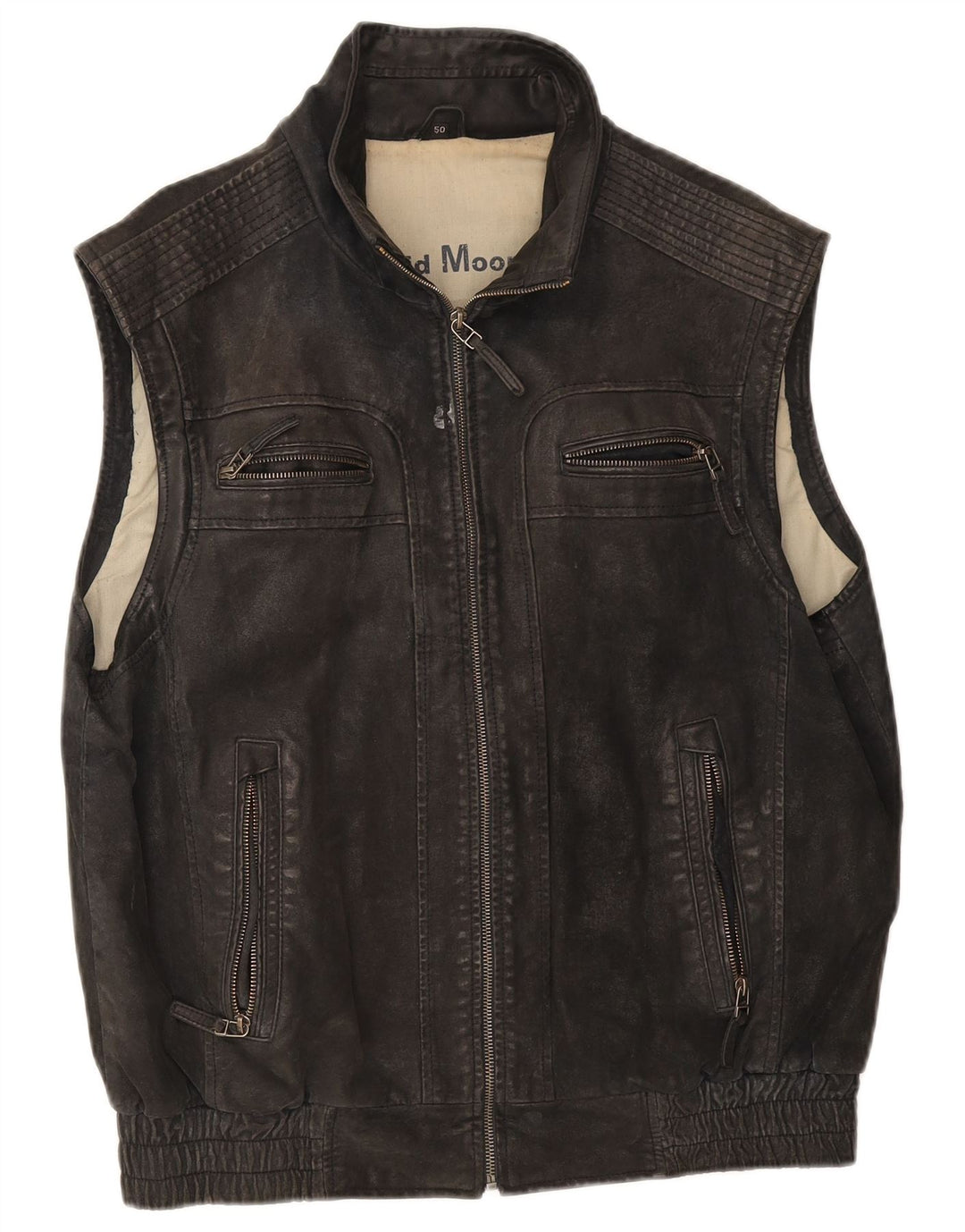 David Moore Herre Læder Gilet IT 50 Large Sort