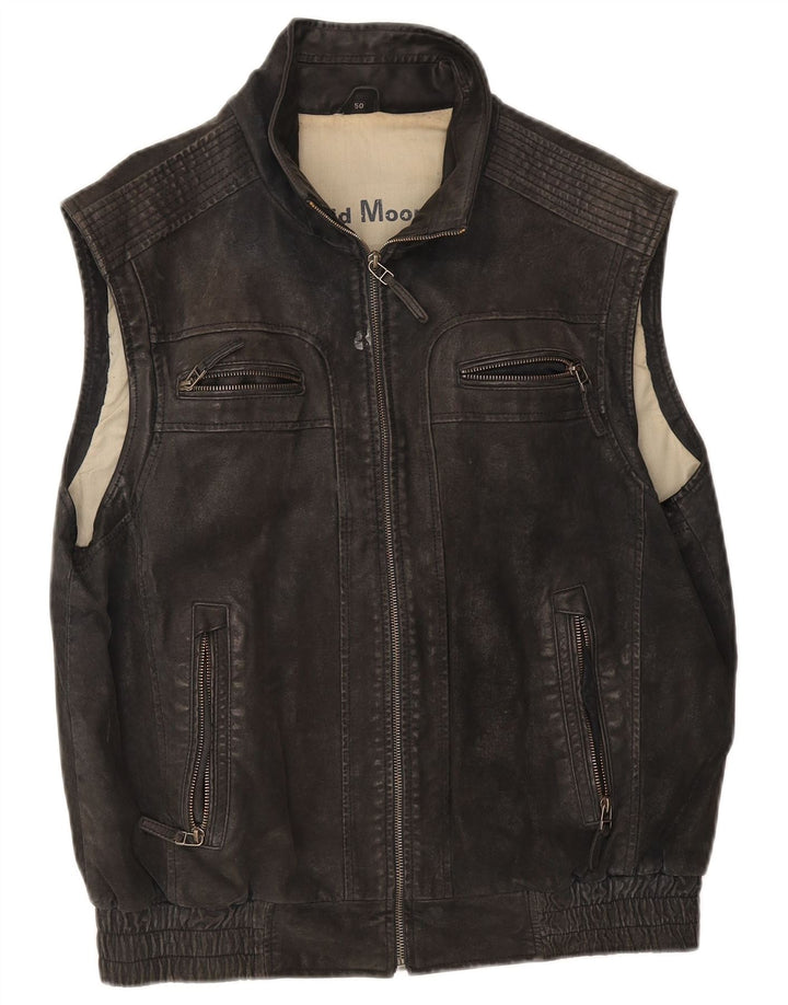 David Moore Herre Læder Gilet IT 50 Large Sort