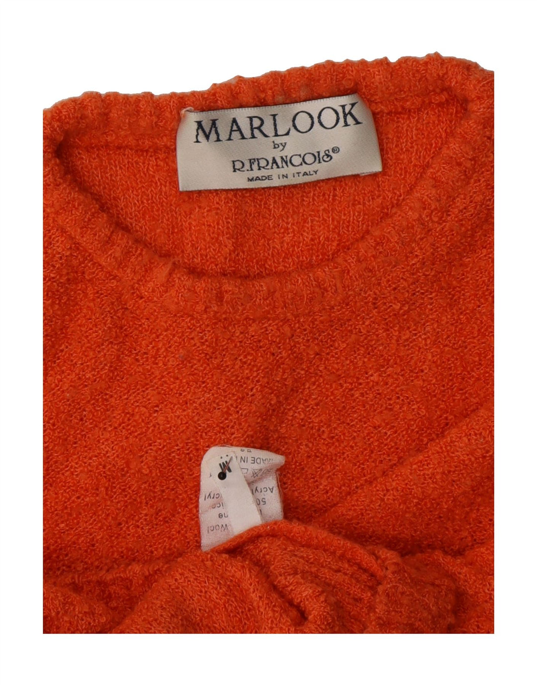 VINTAGE Womens Crop Crew Neck Jumper Sweater UK 14 Medium Orange Vintage Vintage and Second-Hand Vintage from Messina Hembry 