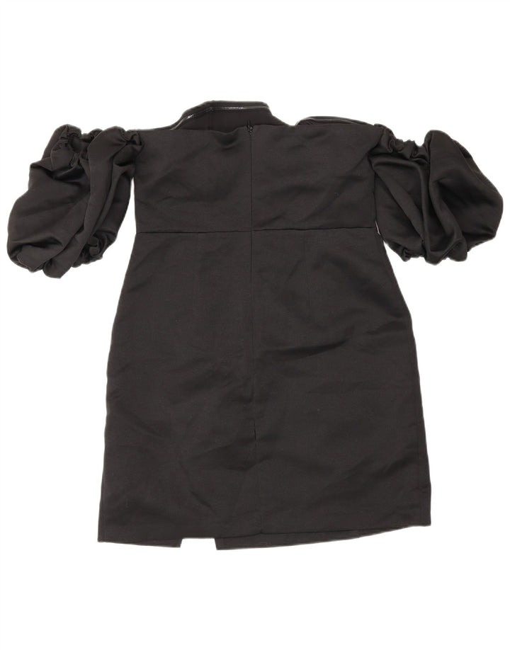 Topshop Dame Mini Off Shoulder Kjole UK 10 Small Black Polyester