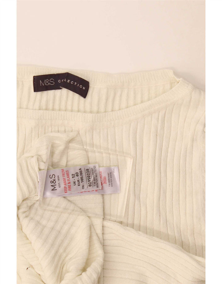 Marks & Spencer Dame Top 3/4 ærmer UK 12 Medium Off White Viscose