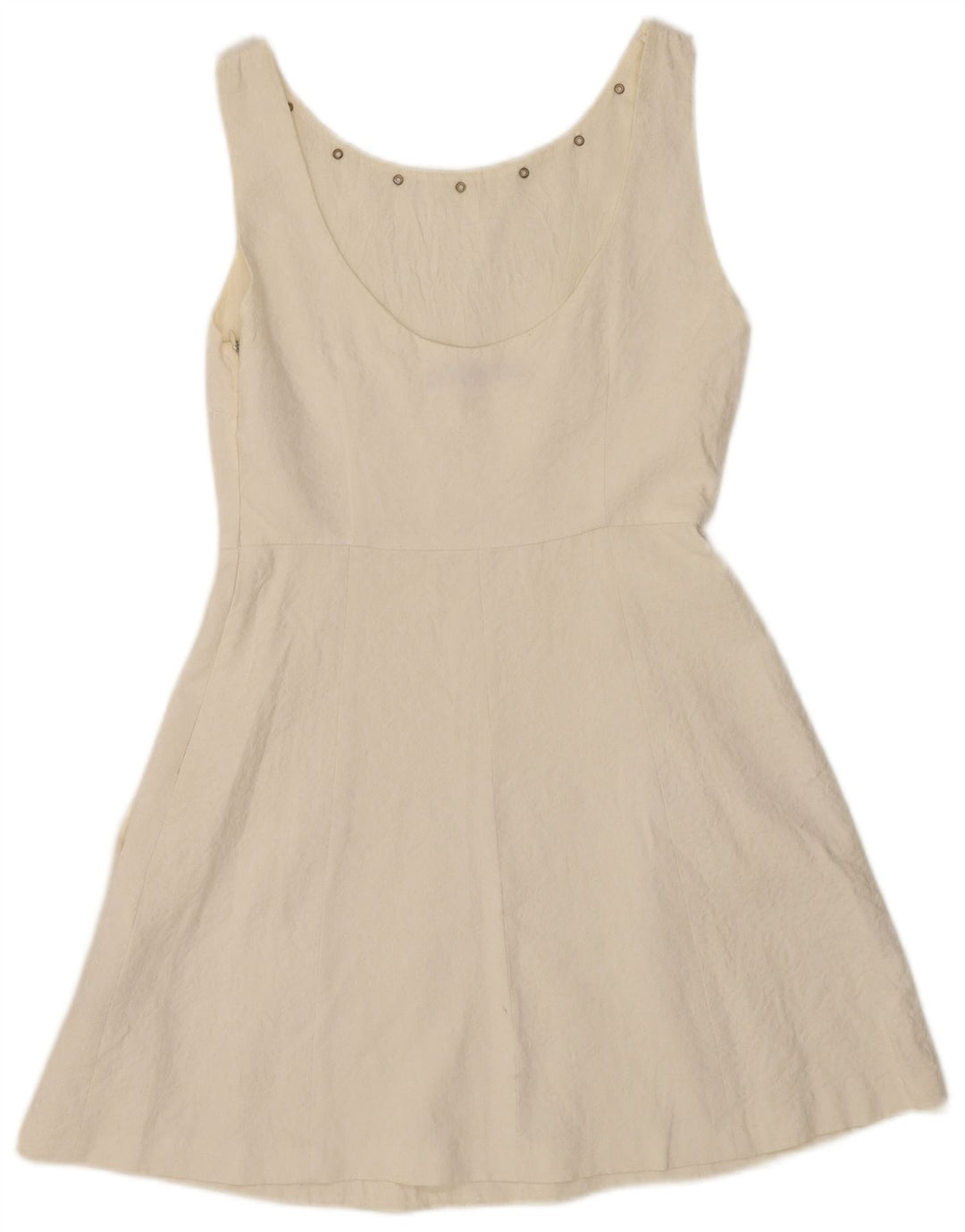 Zara Dame Ærmeløs A-Line Kjole UK 12 Medium White Viscose