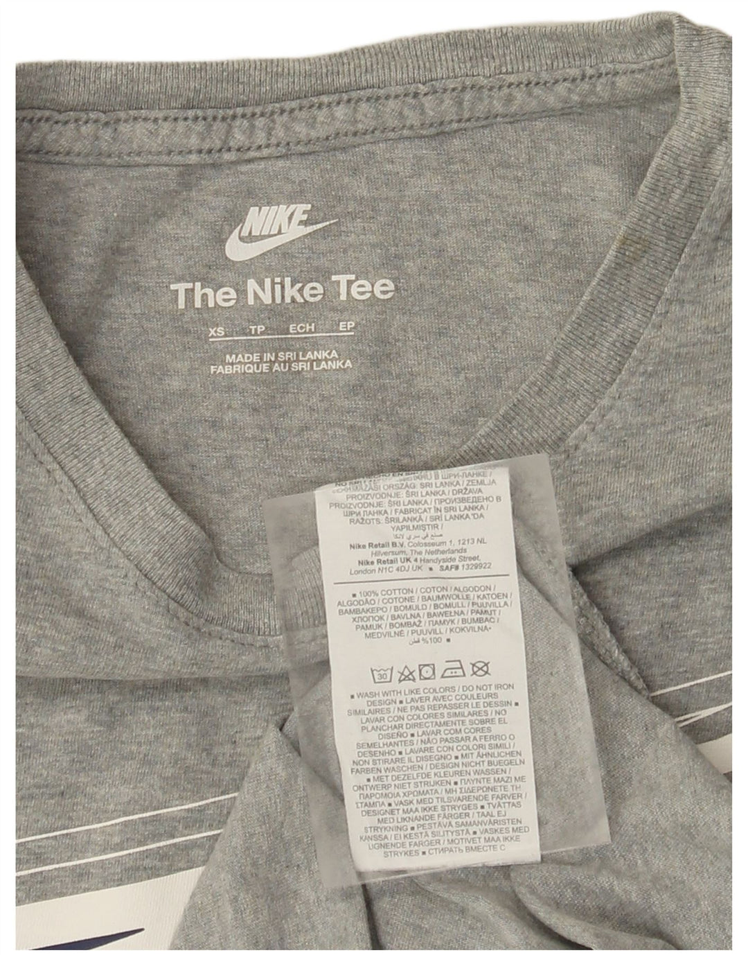 Nike grafisk T-shirt top XS til mænd, grå bomuld