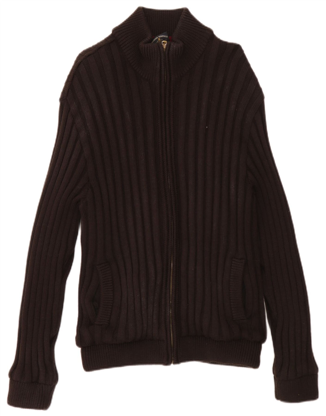 Amerigo Vespucci Herre cardigan sweater med fuld lynlås mellem brun