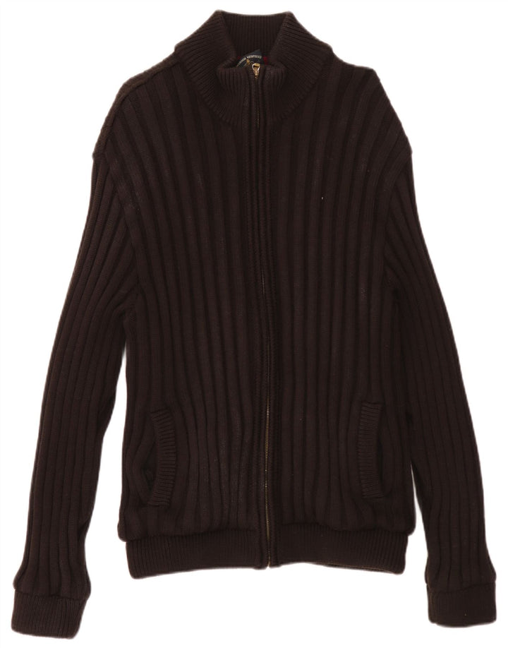 Amerigo Vespucci Herre cardigan sweater med fuld lynlås mellem brun