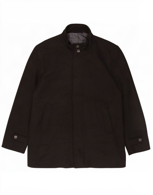 Marks & Spencer Herre Overfrakke UK 46 3XL Sort Polyester