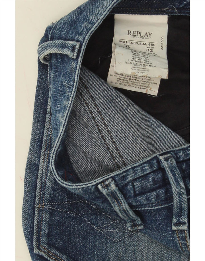 Replay Herre Slim Jeans W33 L32 Blå Bomuld