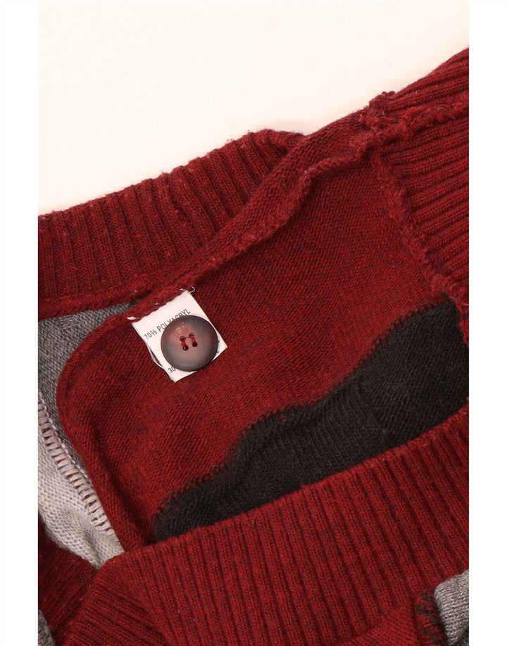 Vintage herre cardigan sweater stor flerfarvet stribet akryl