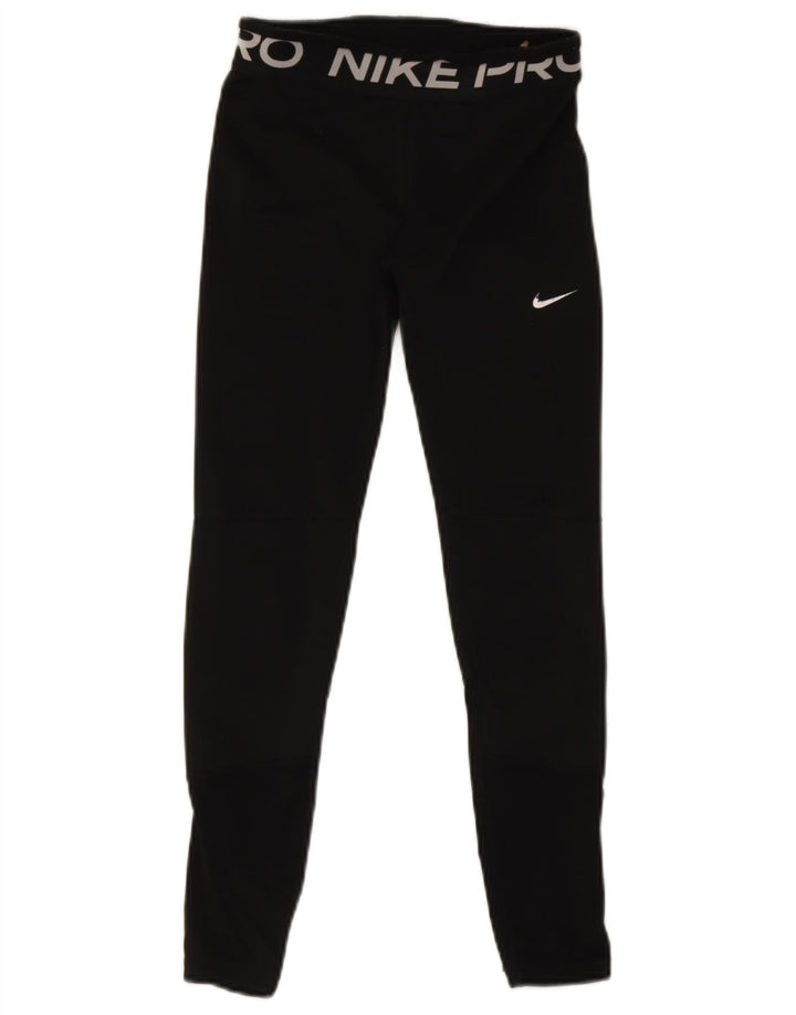 Nike Dame Dri Fit Grafiske Leggings UK 14 Large Black Polyester