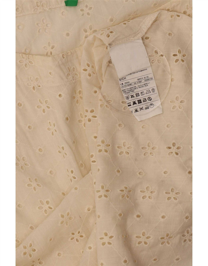 Benetton Damebluse Top UK 10 Small Off White Bomuld