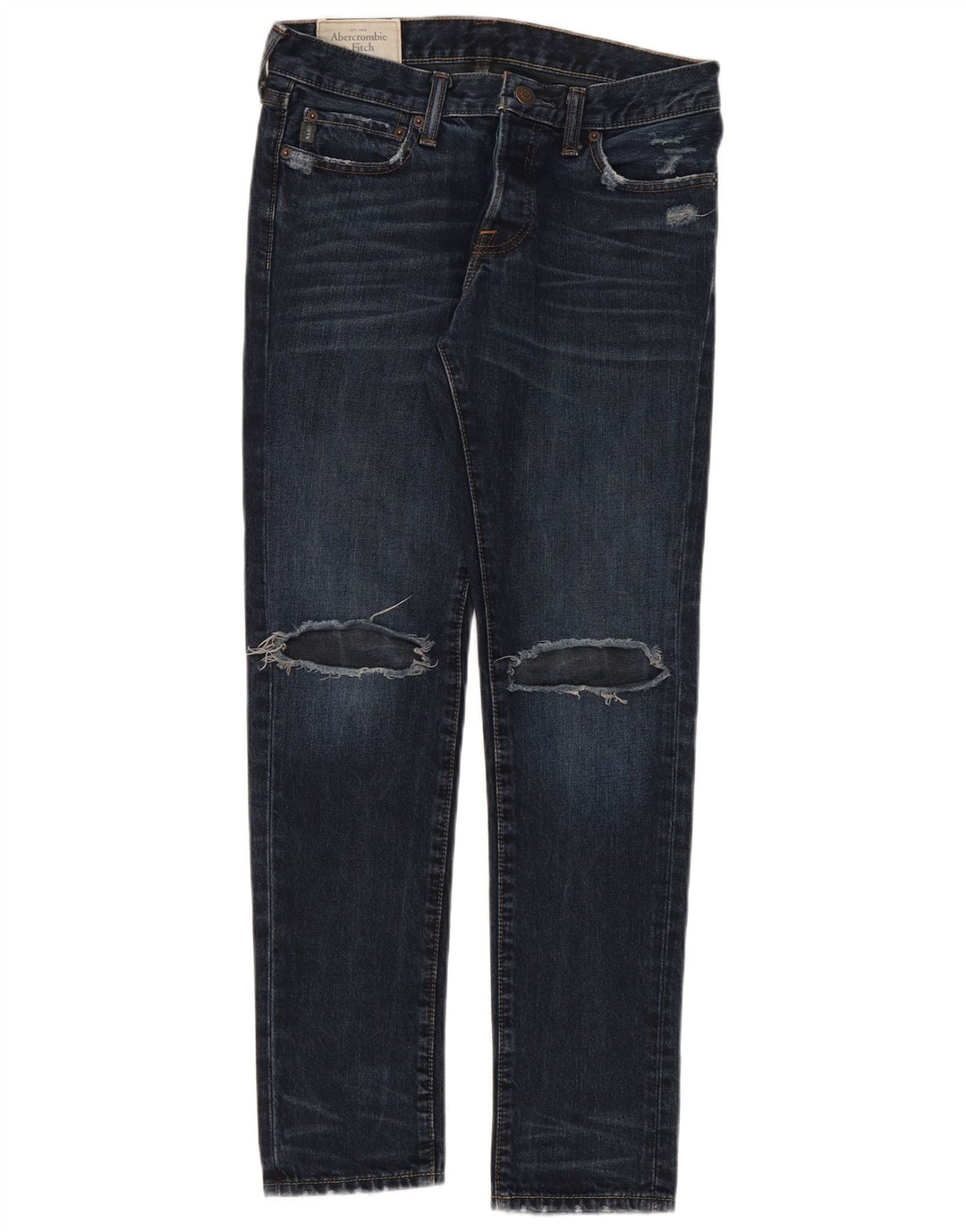 Abercrombie & Fitch Dame Distressed Slim Jeans W30 L30 Navy Blue