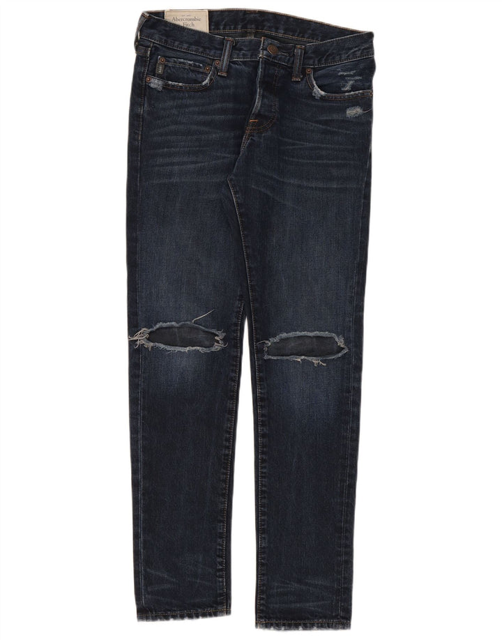 Abercrombie & Fitch Dame Distressed Slim Jeans W30 L30 Navy Blue