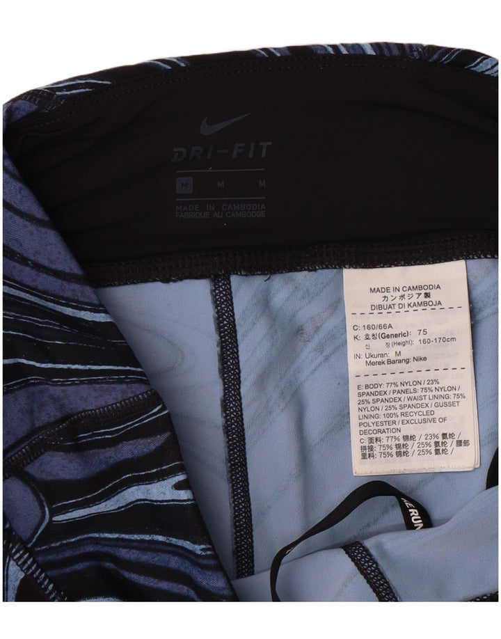 NIKE Womens Dri Fit Crop Abstract Pattern Leggings UK 14 Medium  Blue