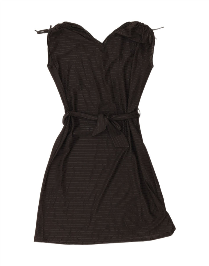 CAPRICCIO Womens Sleeveless A-Line Dress IT 46 Large Black Striped Vintage Capriccio and Second-Hand Capriccio from Messina Hembry 