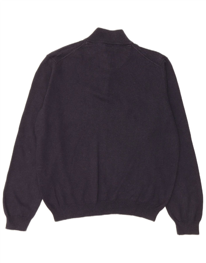 Massimo Dutti Herre Zip Neck Jumper Sweater Medium Navy Blue Bomuld