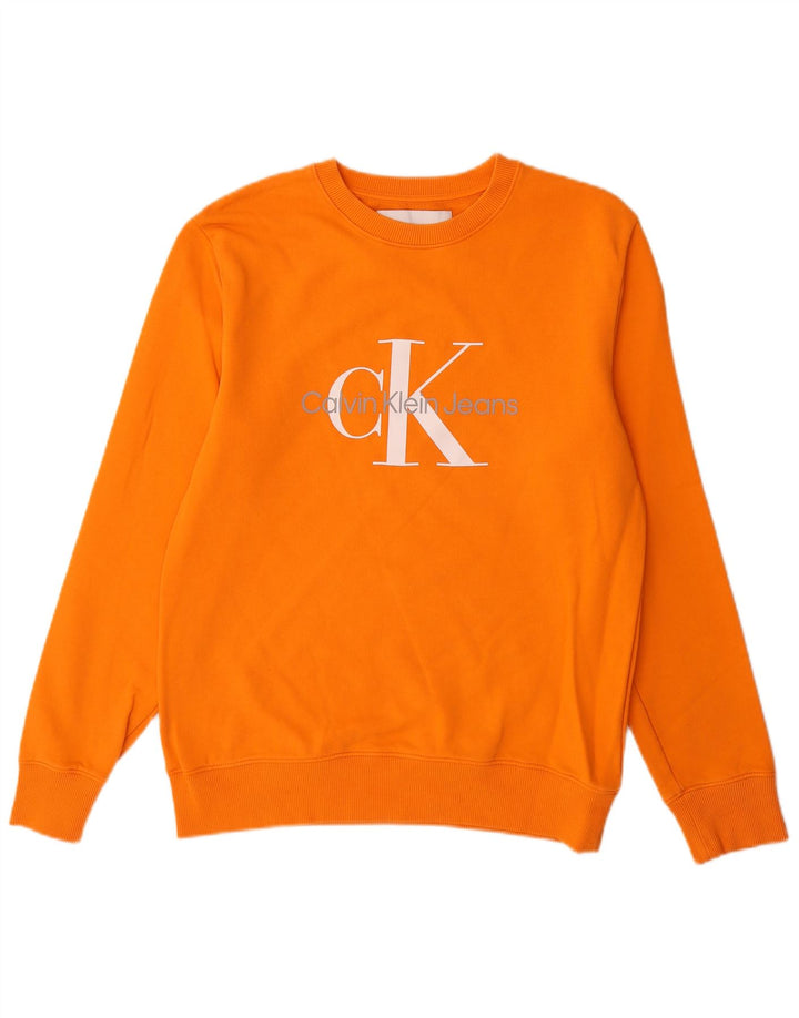 Calvin Klein Jeans Herre Grafisk Sweatshirt Jumper Medium Orange Bomuld