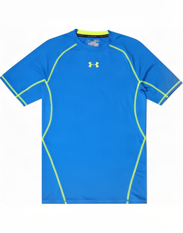 Under Armour Herre Heat Gear T-Shirt Top Medium Blue Polyester