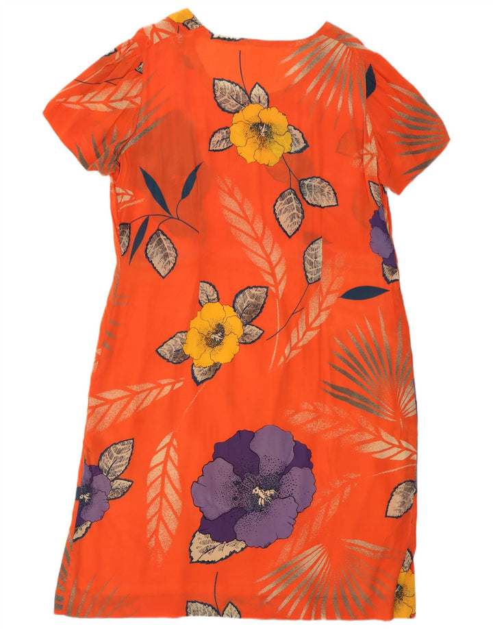 Vintage Dame Shift Dress UK 12 Medium Orange Floral