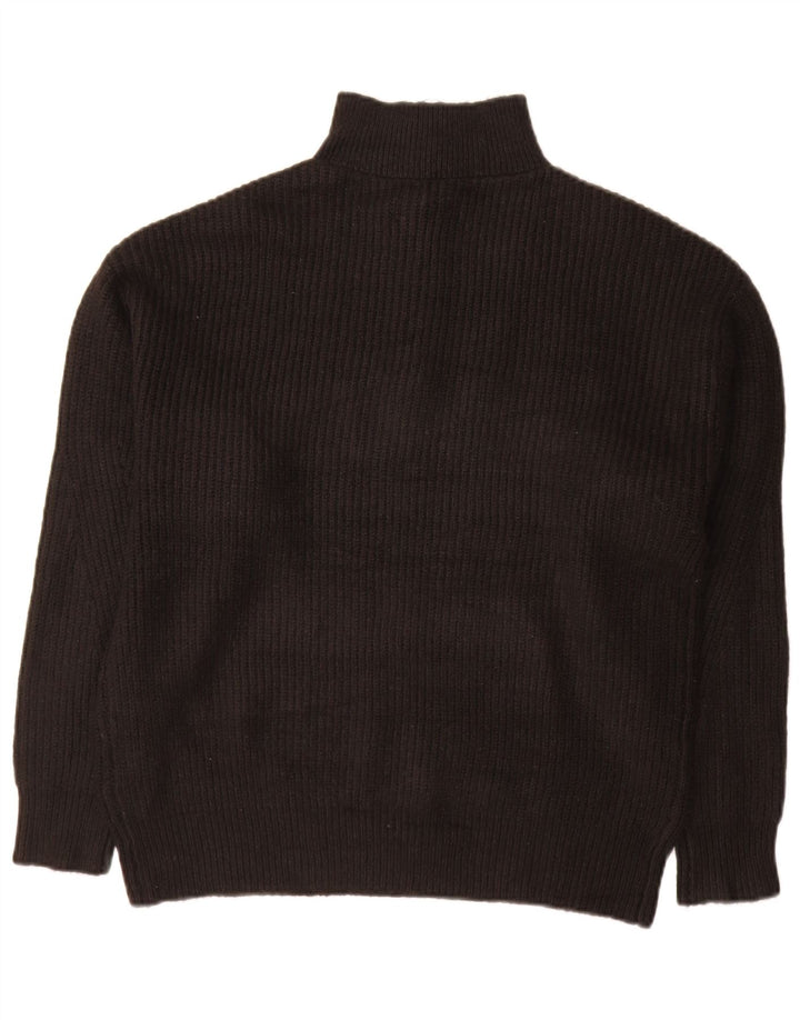 Jack Wills Dame Oversized Zip Neck Jumper Sweater UK 10 Small Black