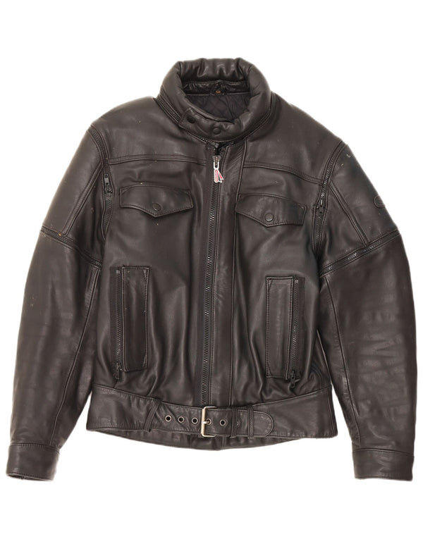 Hein Gericke Mens Leather Racer Jacket IT 50 Large Black Leather