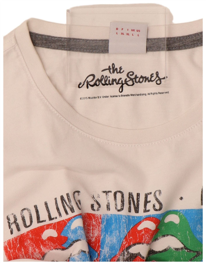 S.Oliver Herre Rolling Stones Grafisk T-Shirt Top Stor Hvid