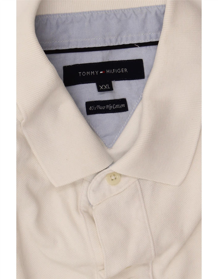 TOMMY HILFIGER Mens Polo Shirt 2XL White Cotton Vintage Tommy Hilfiger and Second-Hand Tommy Hilfiger from Messina Hembry 