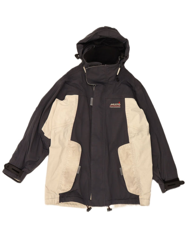 Musto Boys Hooded Waterproof Jacket 9-10 Years Black Colourblock