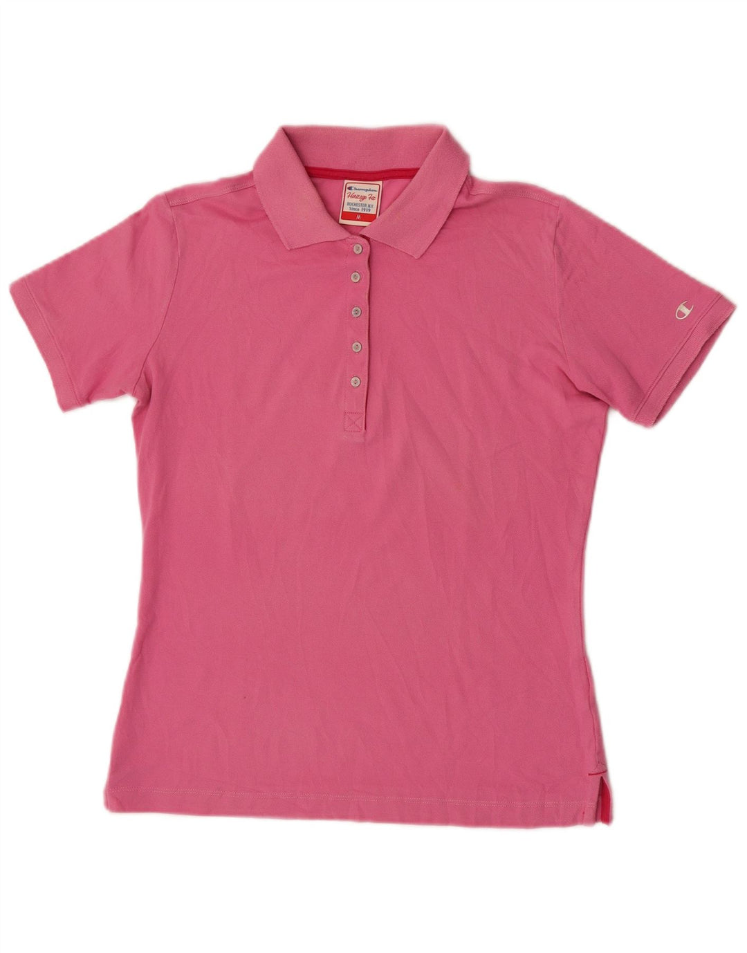 Champion Womens Heritage Fit Polo Shirt UK 14 Medium Pink
