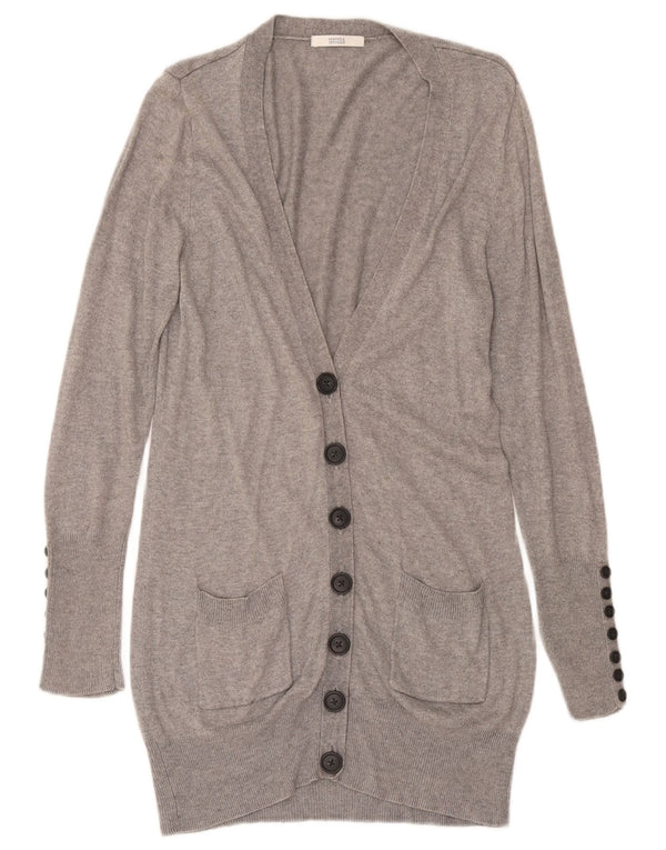 Marks & Spencer Womens Longline Cardigan Sweater UK 12 Medium Grey Flecked