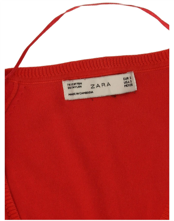 Zara Dame Cardigan Sweater UK 10 Lille Rød