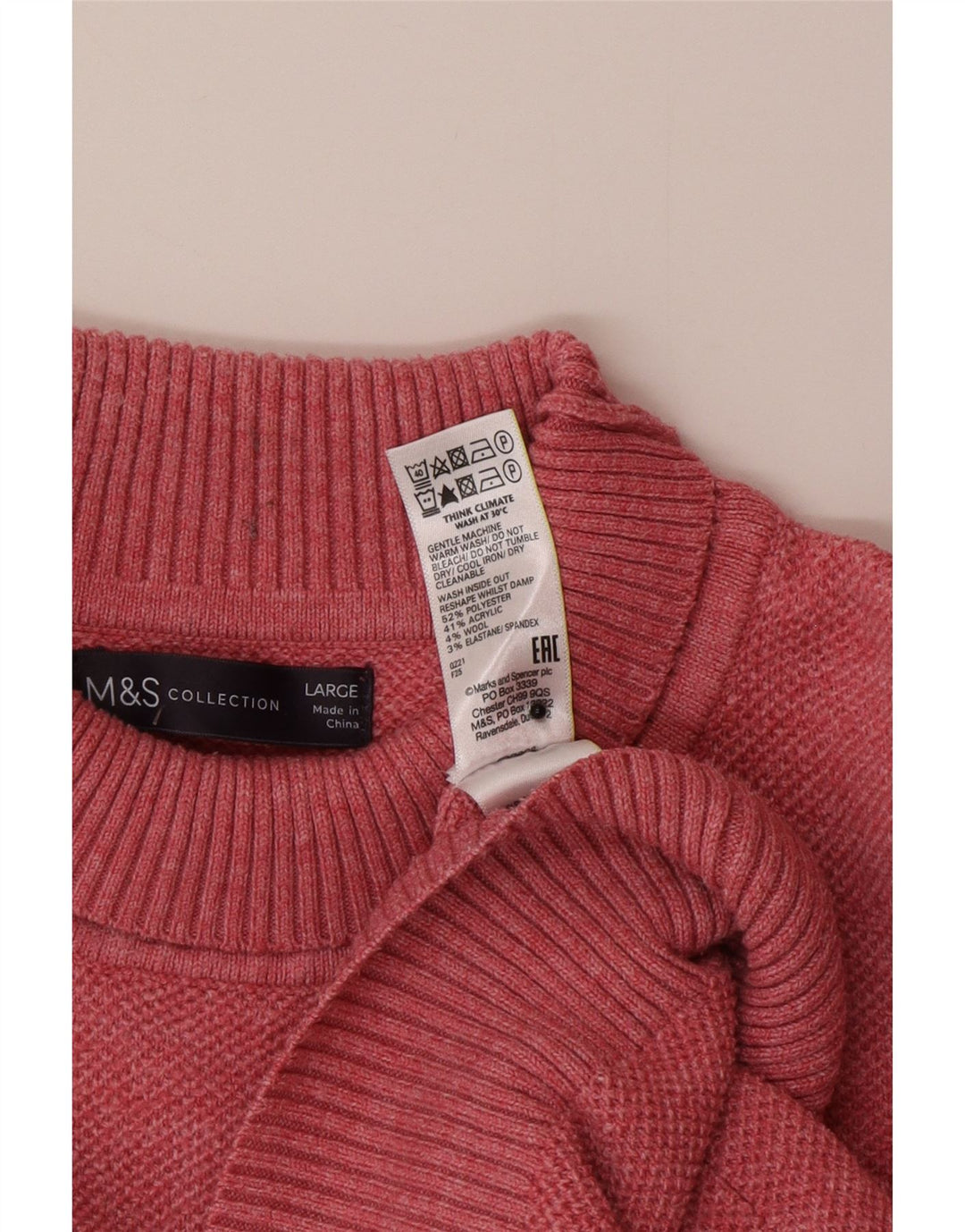 Marks & Spencer Dame Oversized Roll Neck sweater UK 16 Large Pink