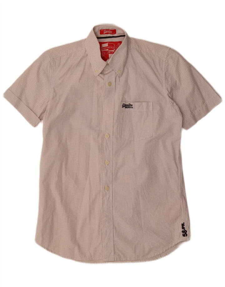 Superdry Kortærmet Herreskjorte Medium Off White Ternet bomuld
