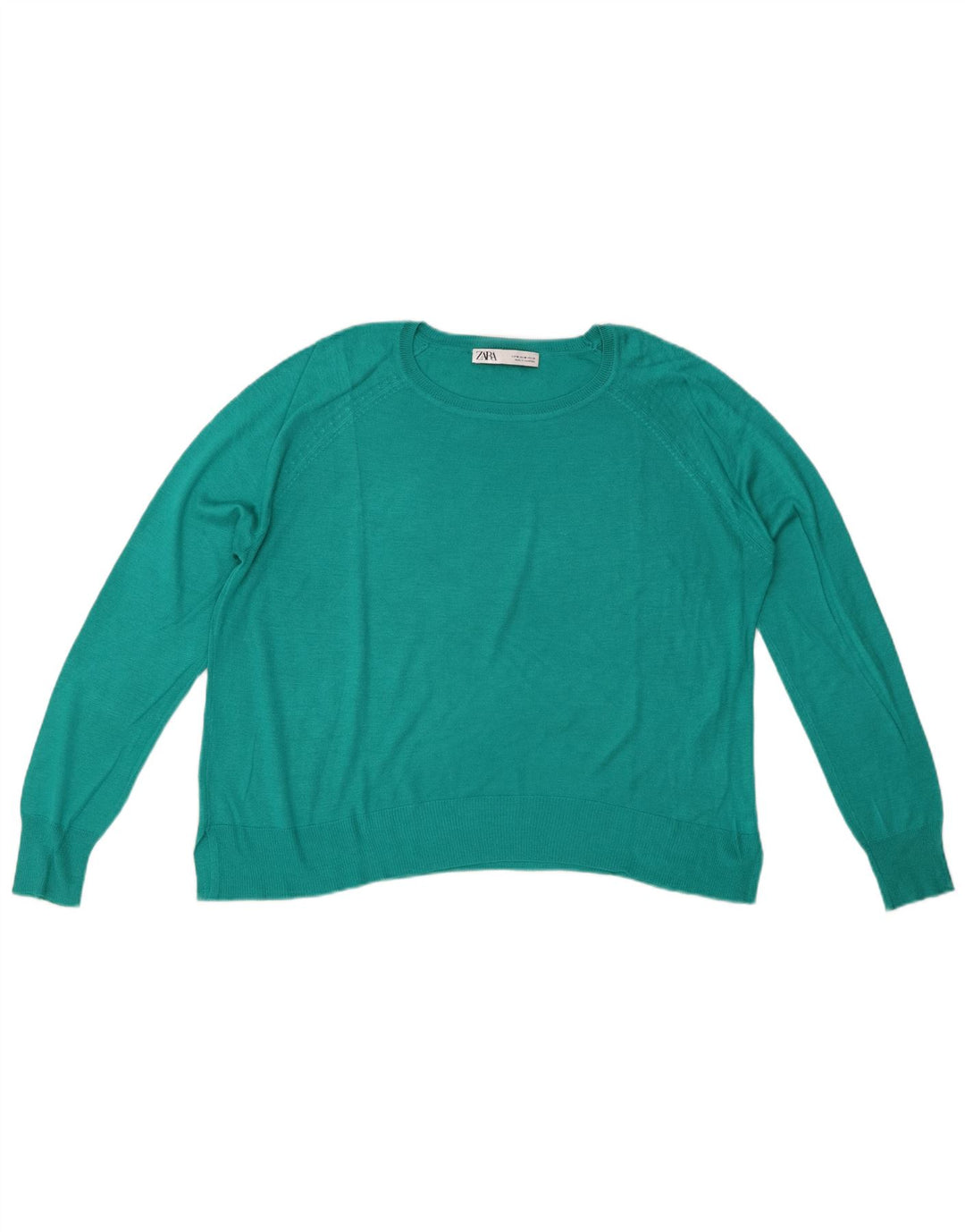 Zara Dame Boat Neck Jumper Sweater UK 14 Medium Green Viscose